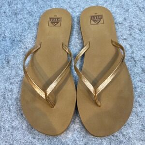 Reef Sandals Flip Flops Thong‎ Gold Metallic Sparkle Beach Summer Size 10